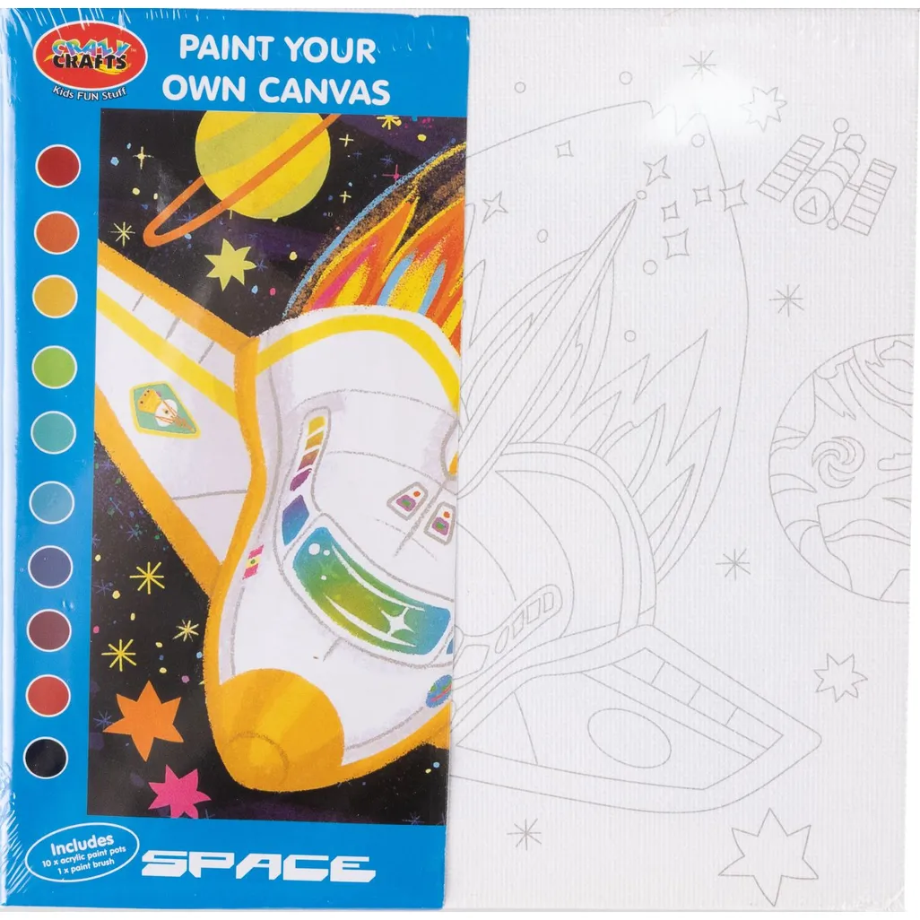 paint your own canvas kit includes canvas, brush & 10 colours of