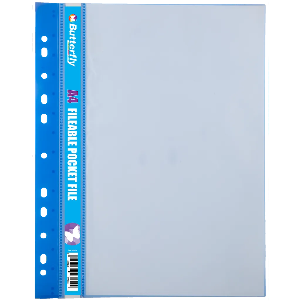 fileable pocket files - 50mic - blue - 10 pack