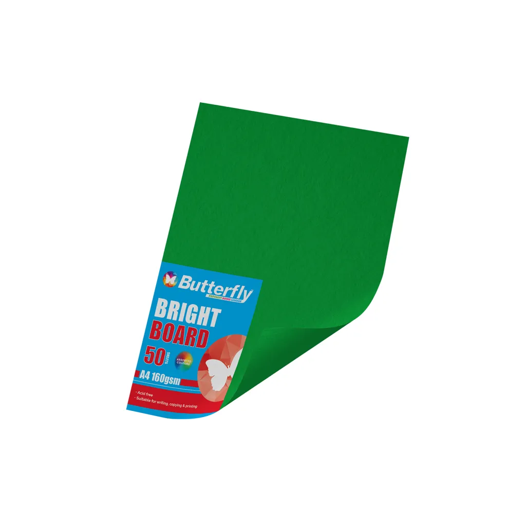 160gsm bright board - a4 - green - 50 pack
