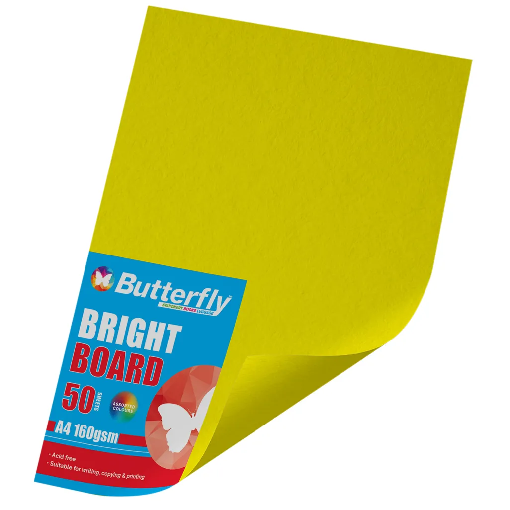 160gsm bright board - a4 - yellow - 50 pack