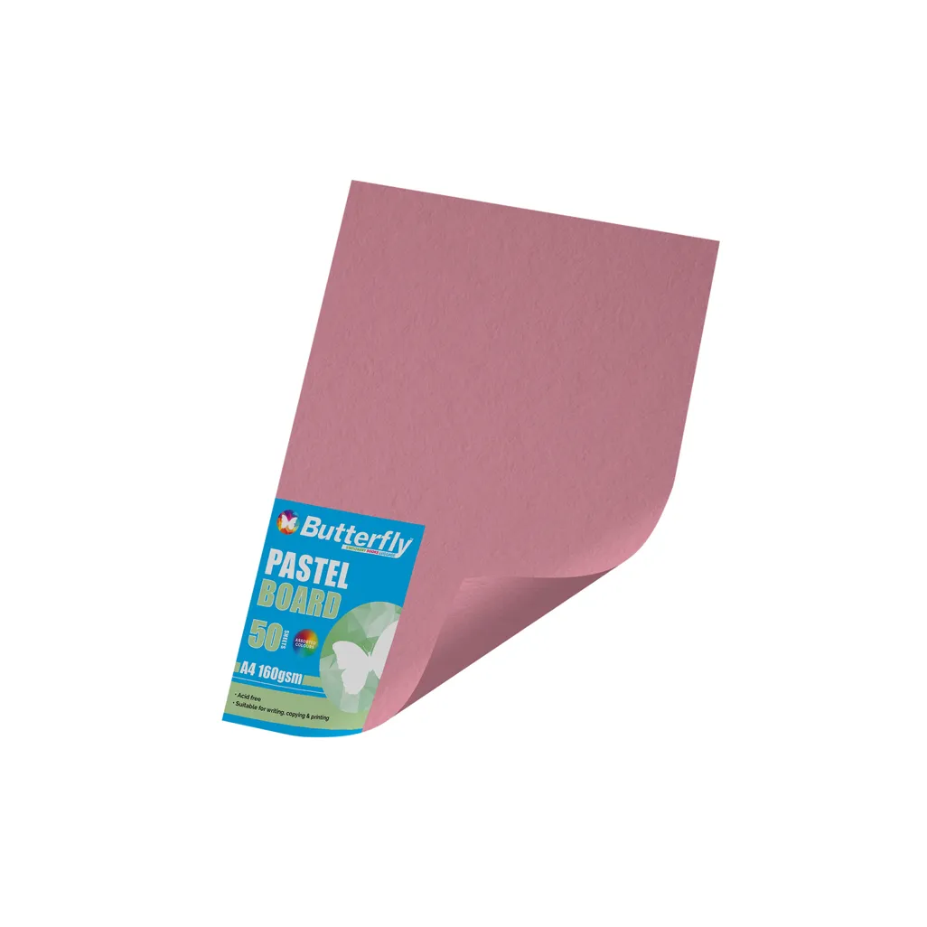 160gsm pastel board - a4 - pink - 50 pack