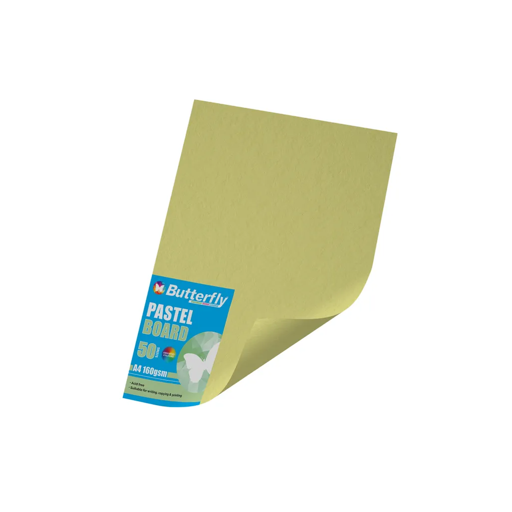 160gsm pastel board - a4 - yellow - 50 pack