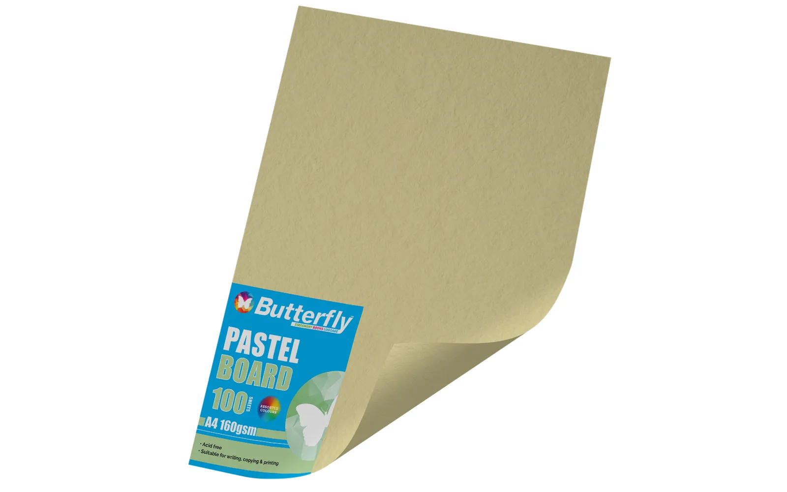 160gsm pastel board a4 buff 100 pack Folio Office National