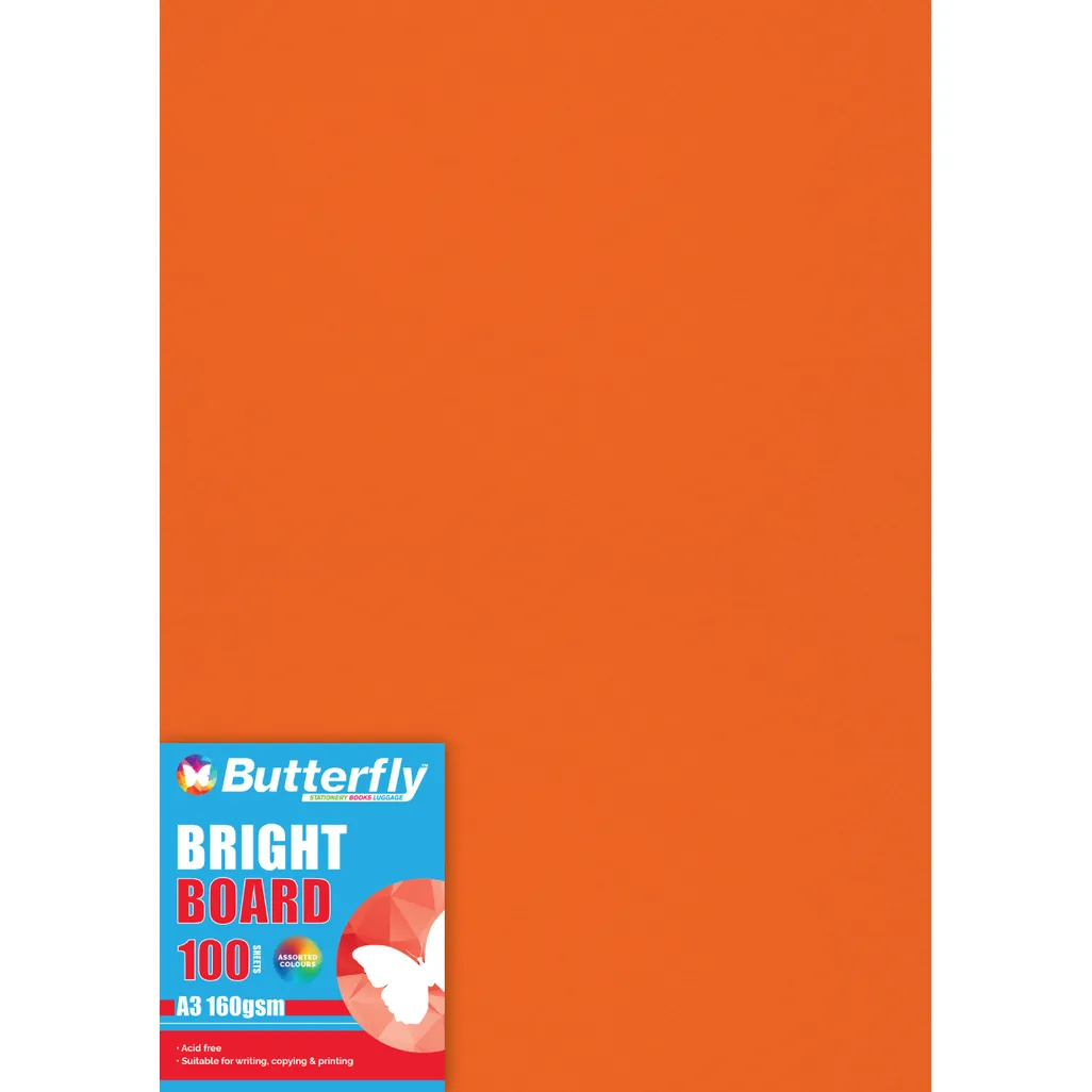 160gsm bright board - a3 - orange - 100 pack