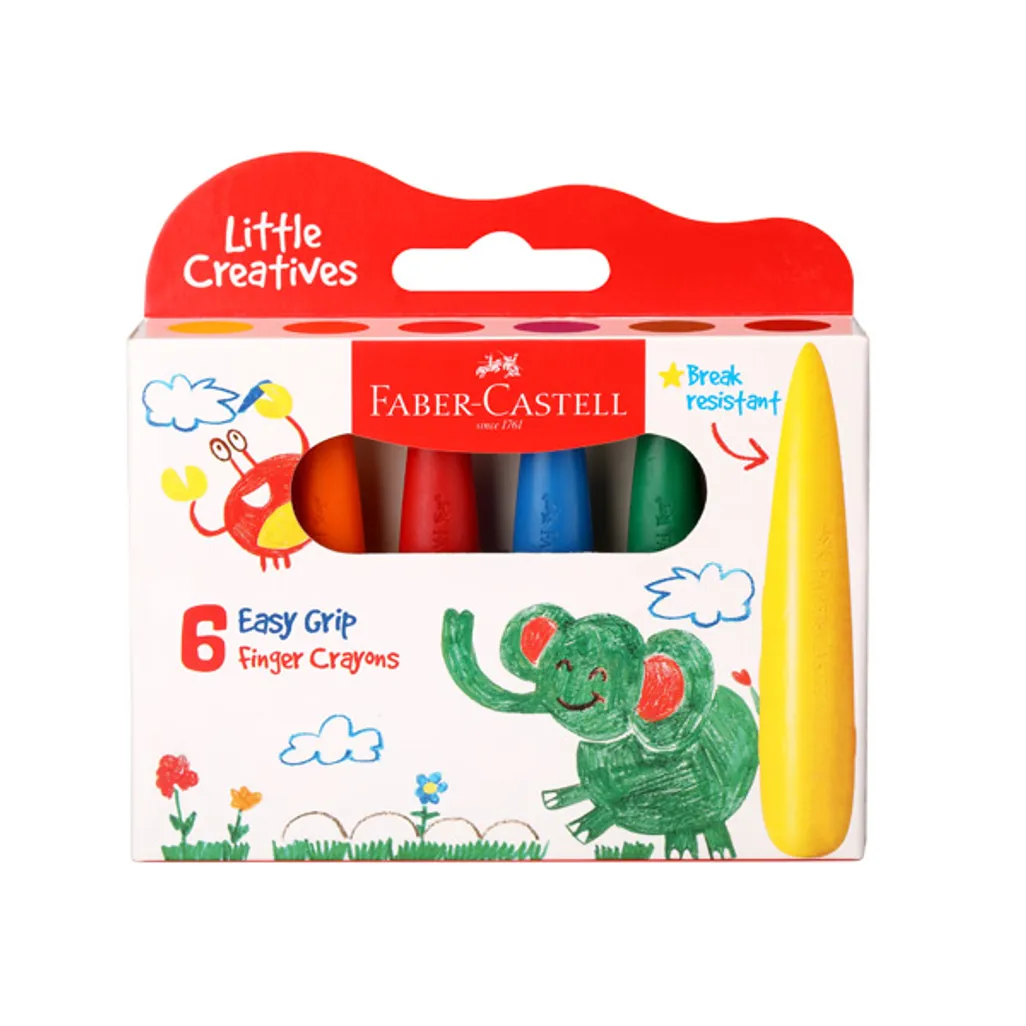 easy grasp wax crayons - assorted - 6 pack