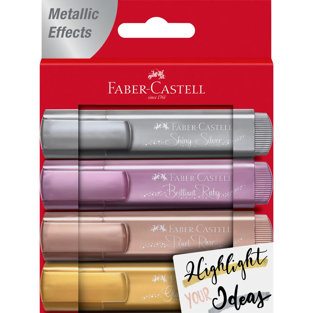 metallic highlighters - 1mm - 5mm - assorted - 4 pack