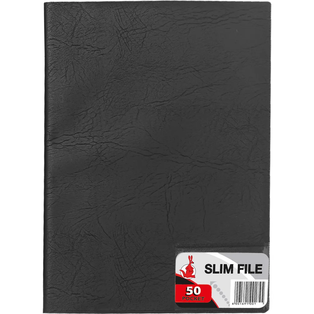 a4 slim file display books - 50 pocket - black