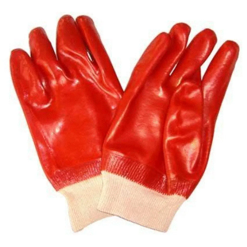 gloves - pvc knit wrist glove - brown