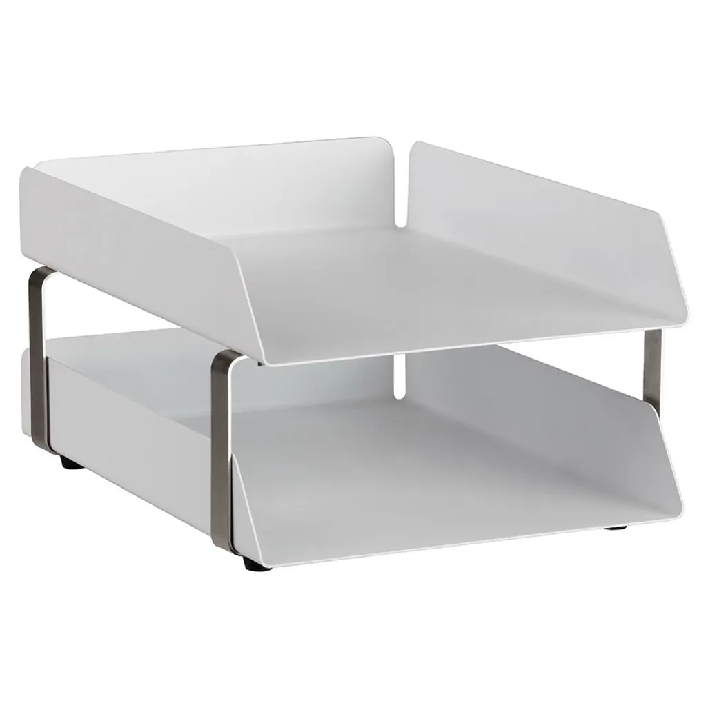 pure steel desk range - letter tray 2-tier - white