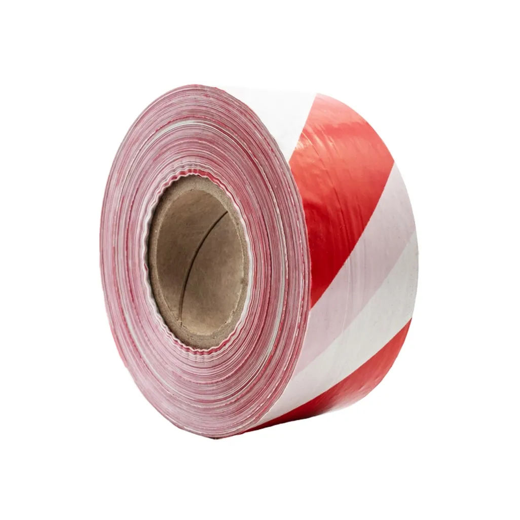 barrier tape - 75mm x 500m - red & white chevron
