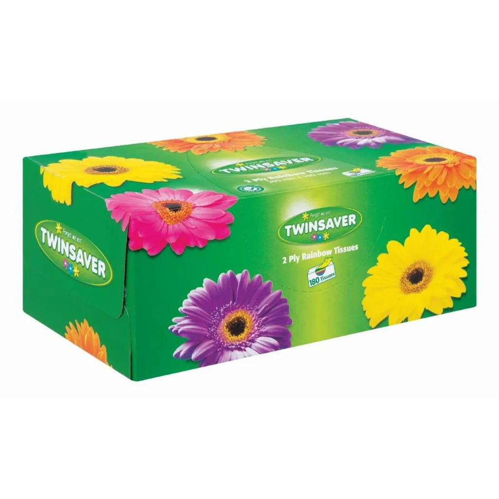 bathroom products - 2 ply facial tissues box - rainbow - 180 pack