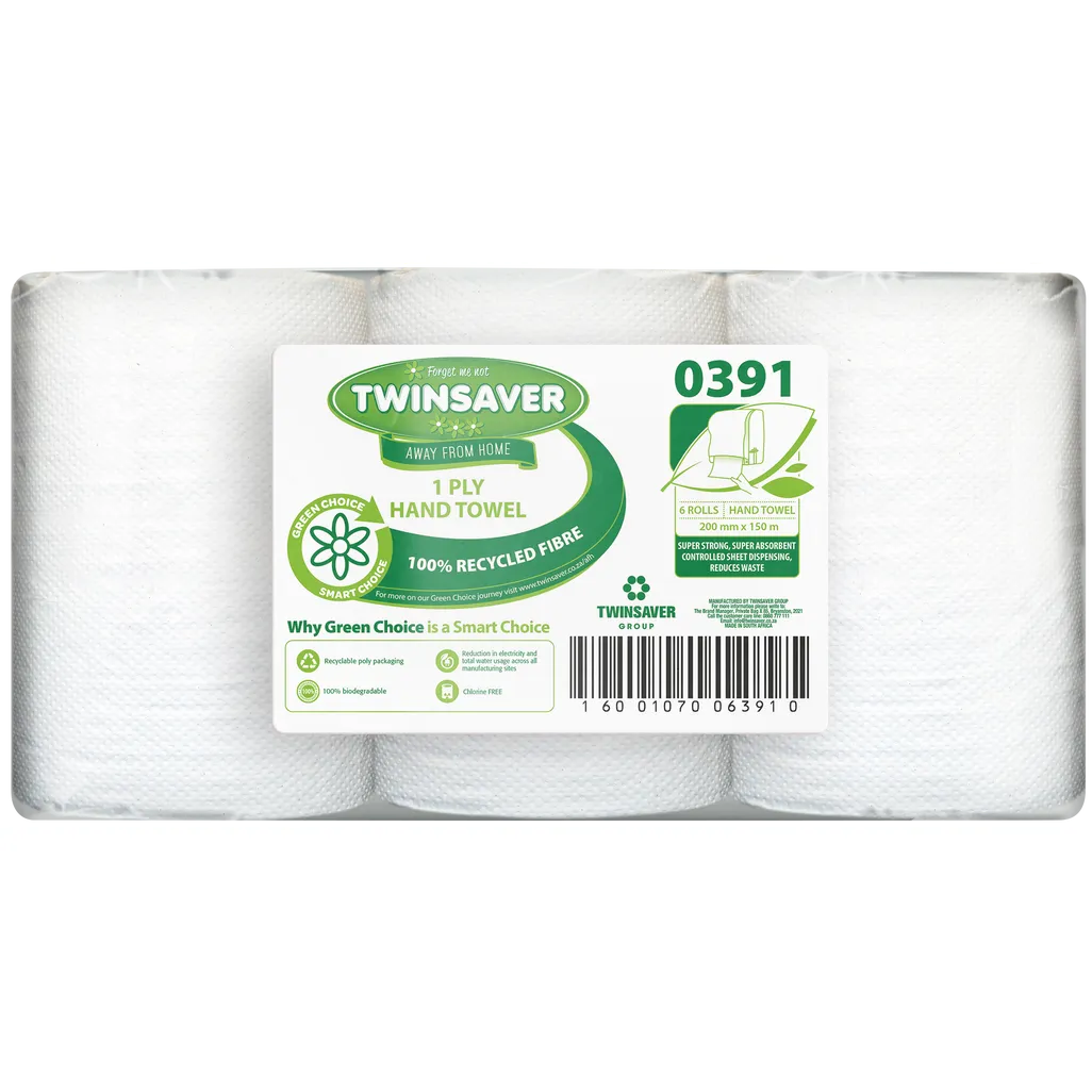 bathroom products - 1 ply hand towel - white - 6 pack