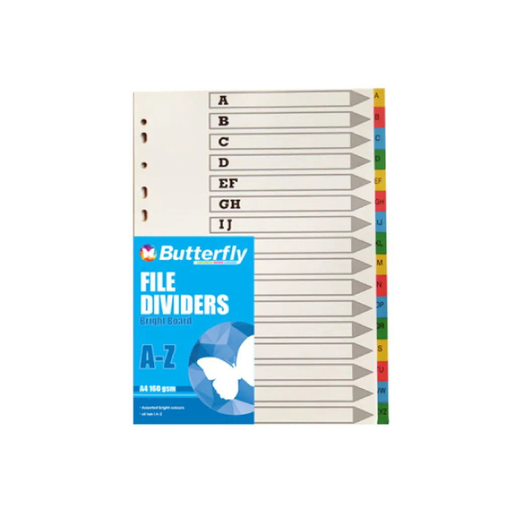 a4 board dividers - a-z division - rainbow