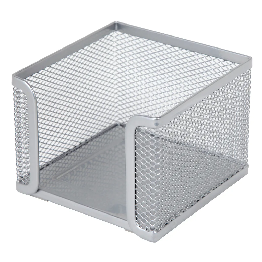 mesh steel desk range - paper cube holder - silver