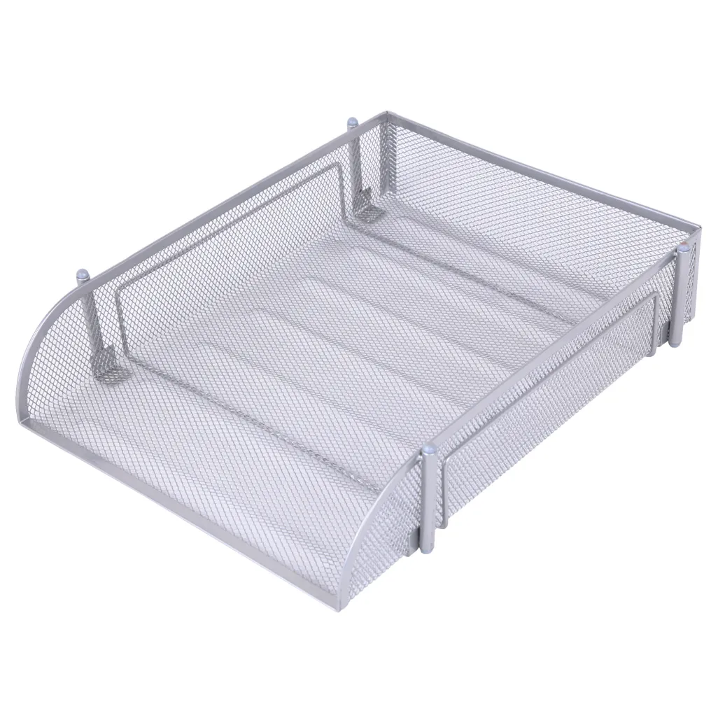 mesh steel desk range - letter tray stackable - silver