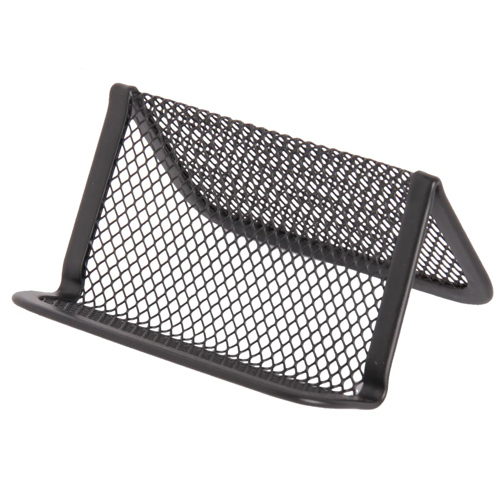 mesh steel desk range - business card holder - black