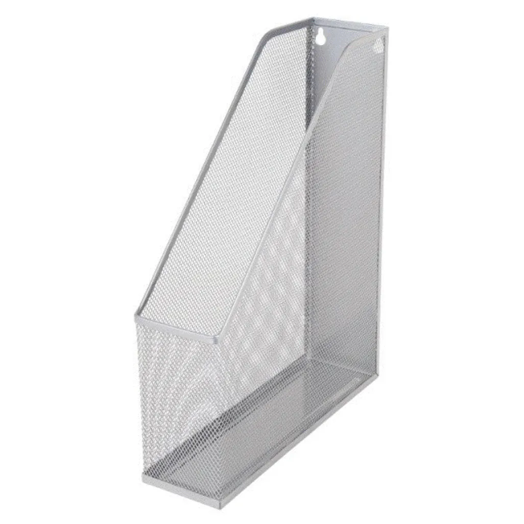 mesh steel desk range - magazine holder - silver