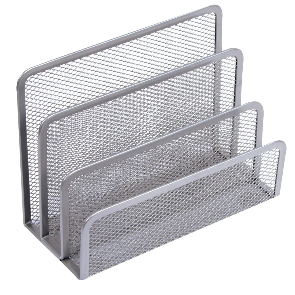 mesh steel desk range - letter holder - silver
