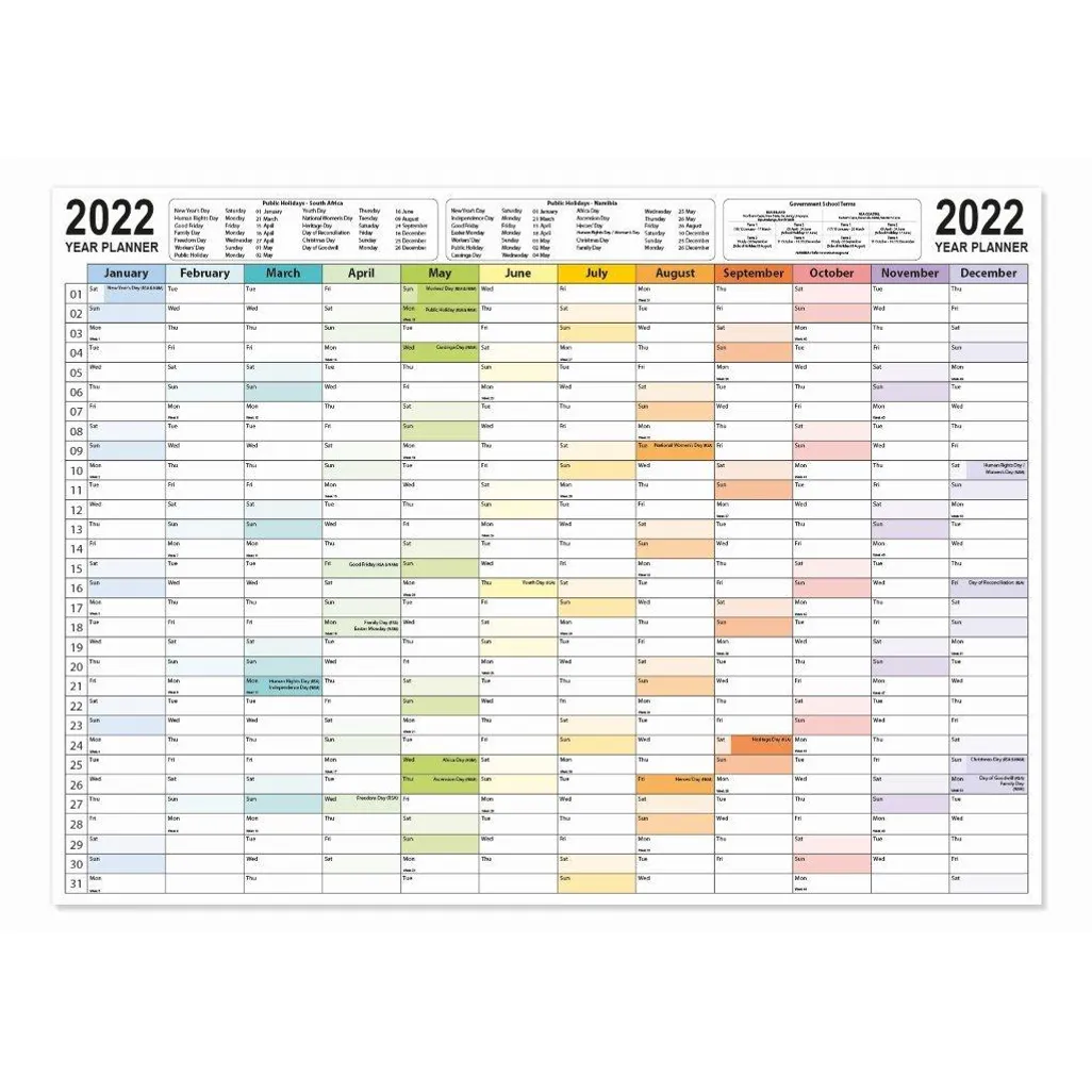 year planner - wall 800 x 600mm