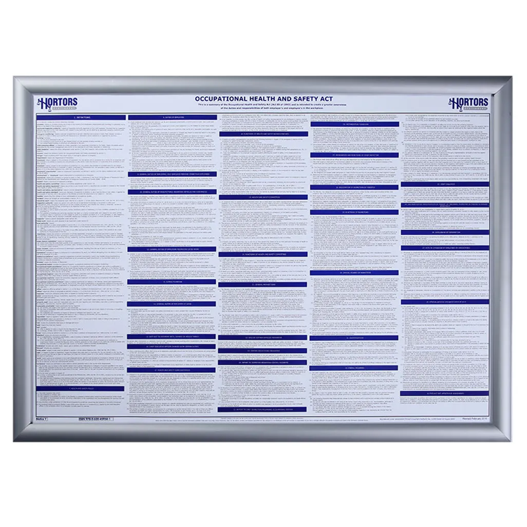 legal posters & frame - hor 53 - combo pack of the basic conditions of employment & occupational health & safety - 2 pack