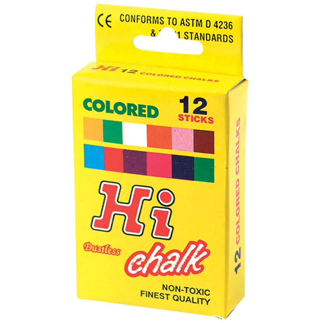 dustless chalk - assorted - 12 pack