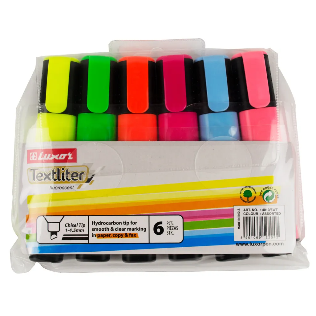 textliter - 1mm-4mm - assorted bright - 6 pack