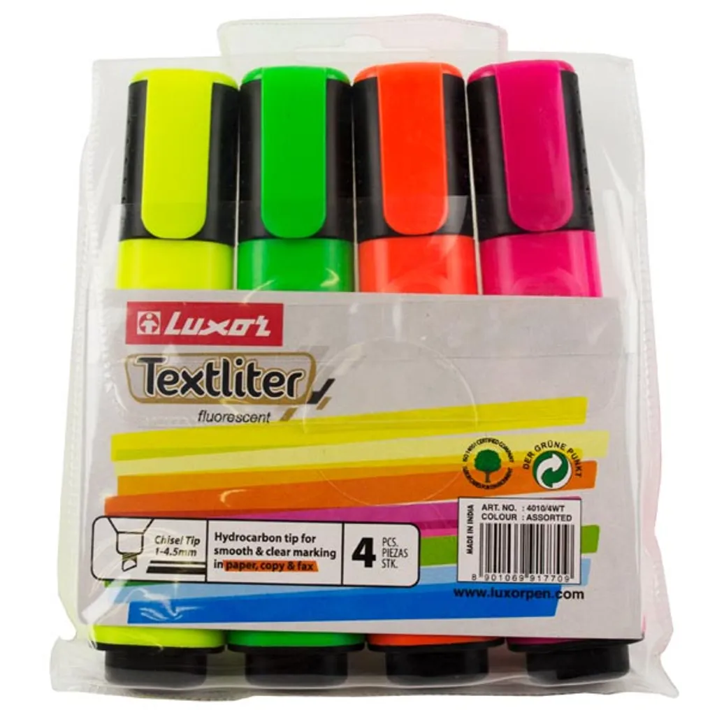 textliter - 1mm-4mm - assorted bright - 4 pack