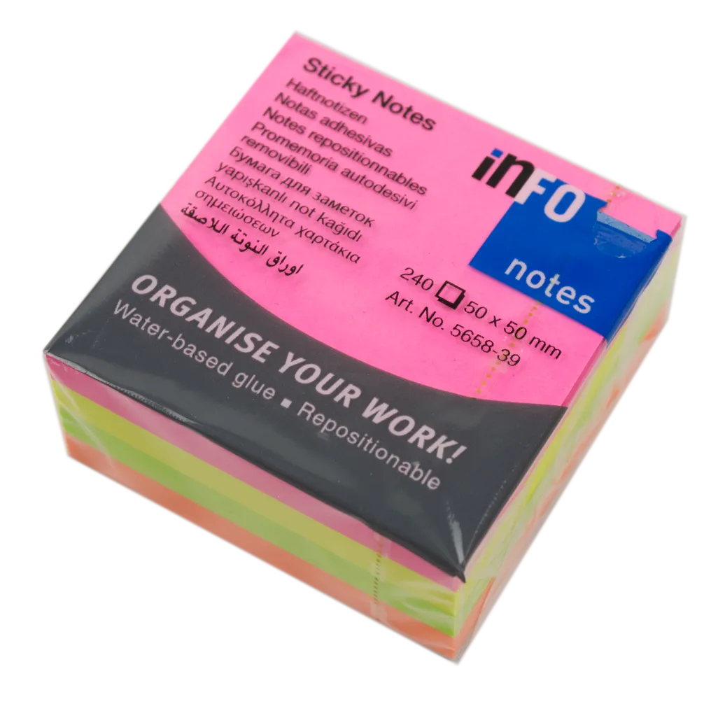 sticky notes - 75 x75mm 320 sheets - assorted bright