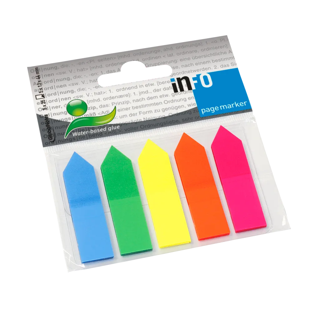 arrow page markers - 12 x 50mm - assorted - 5 pack