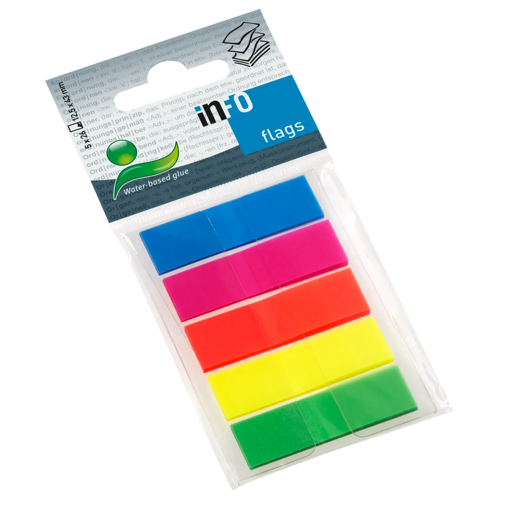 mini tape flags - 12.5 x 43mm - assorted - 5 pack