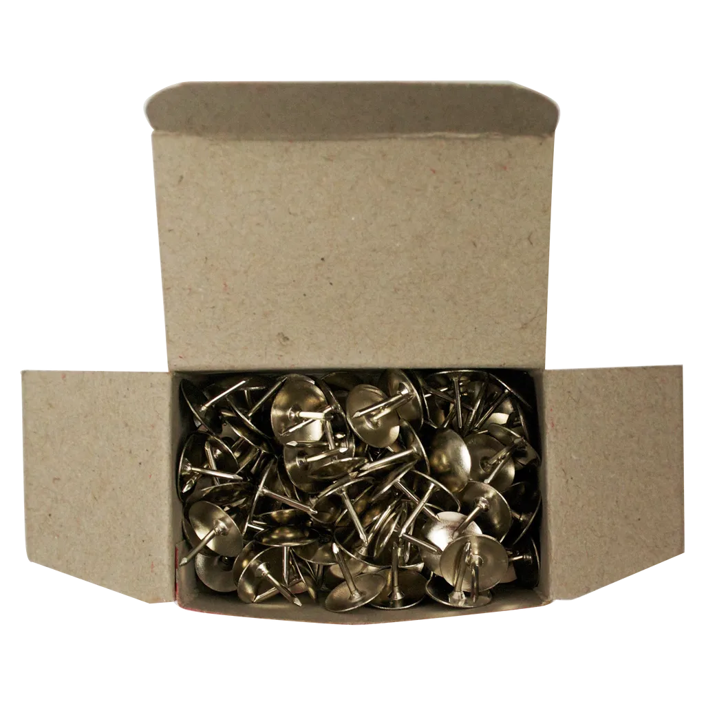 drawing pins - stainless steel - silver - 100 pack