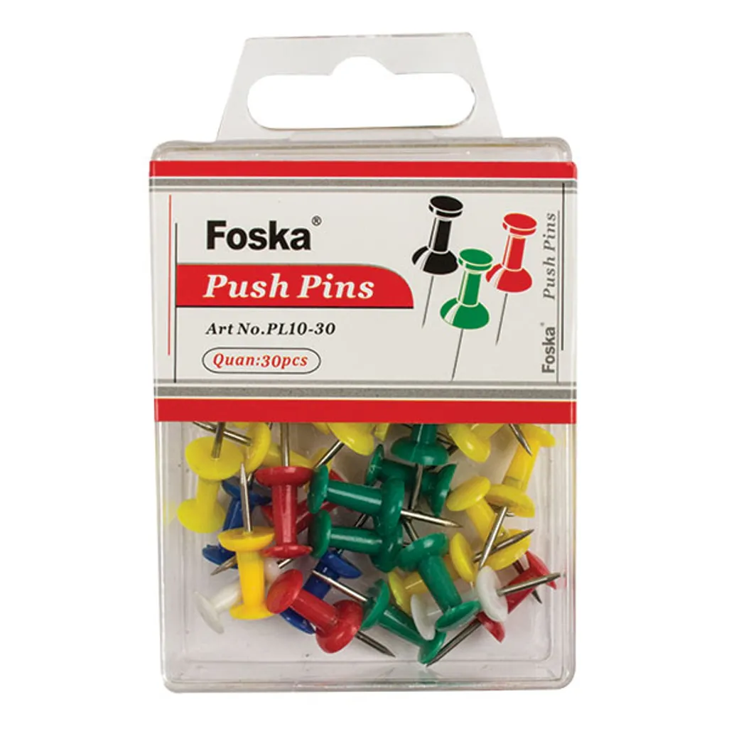 push pins - assorted - assorted - 30 pack
