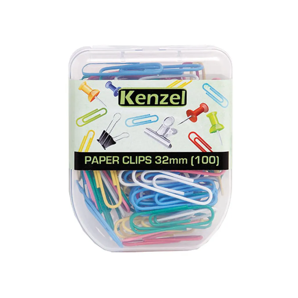 paper clips - plastic 32mm - assorted - 100 pack