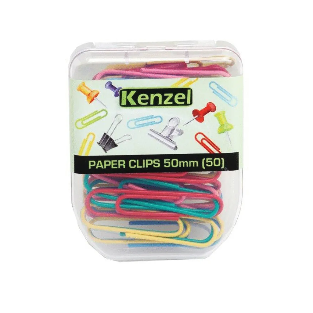 paper clips - plastic 50mm - assorted - 50 pack