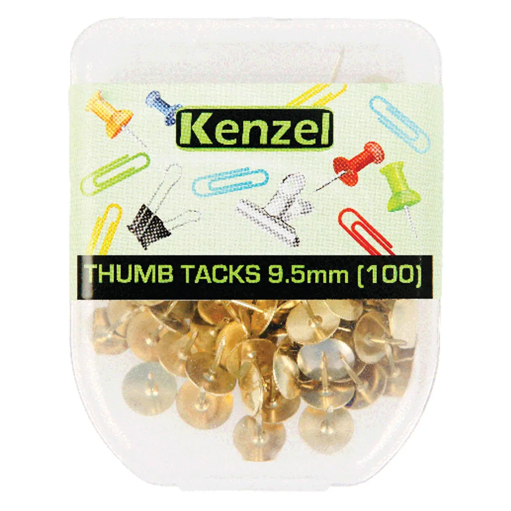 drawing pins/thumb tacks - pins - brass - 100 pack