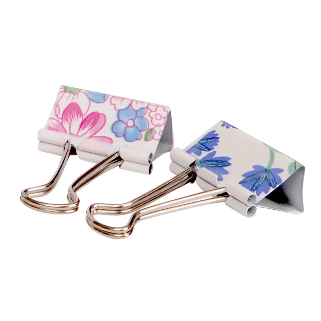 foldback clips - 32mm - floral - 24 pack