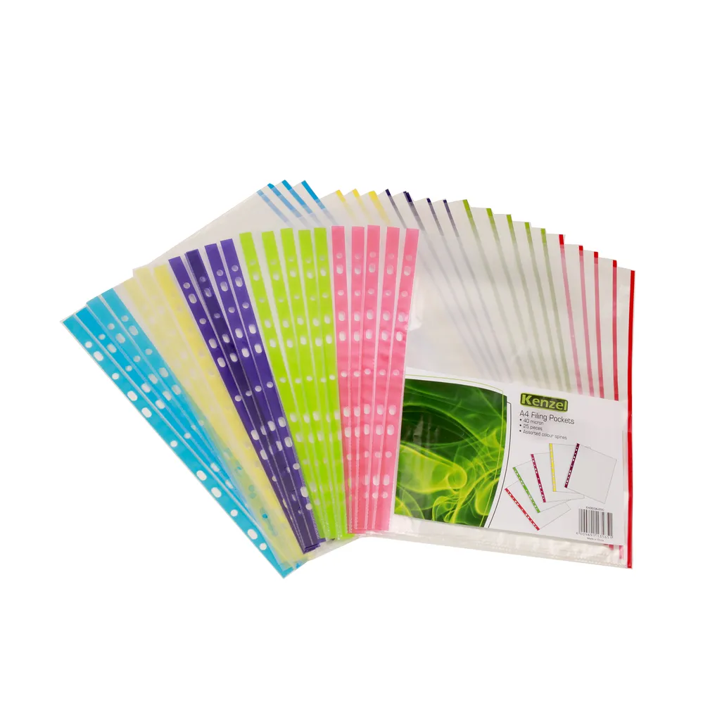 filing sleeves - a4 - assorted - 25 pack