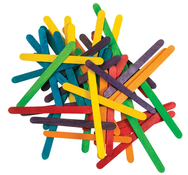 wooden pop sticks - thin coloured - assorted - 50 pack | Access Office ...