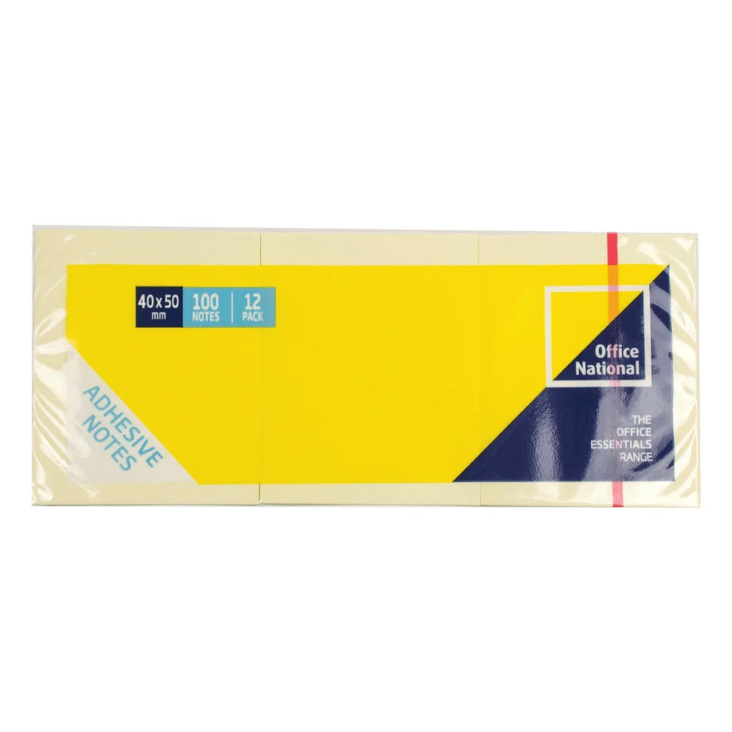 sticky notes - 40 x 50mm - yellow - 12 pack