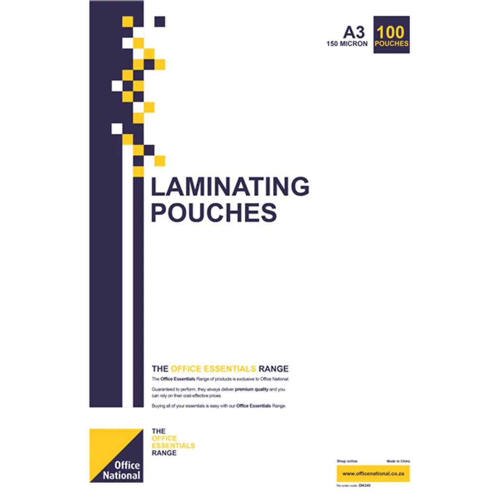 laminating pouches - a3 150mic - 100 pack