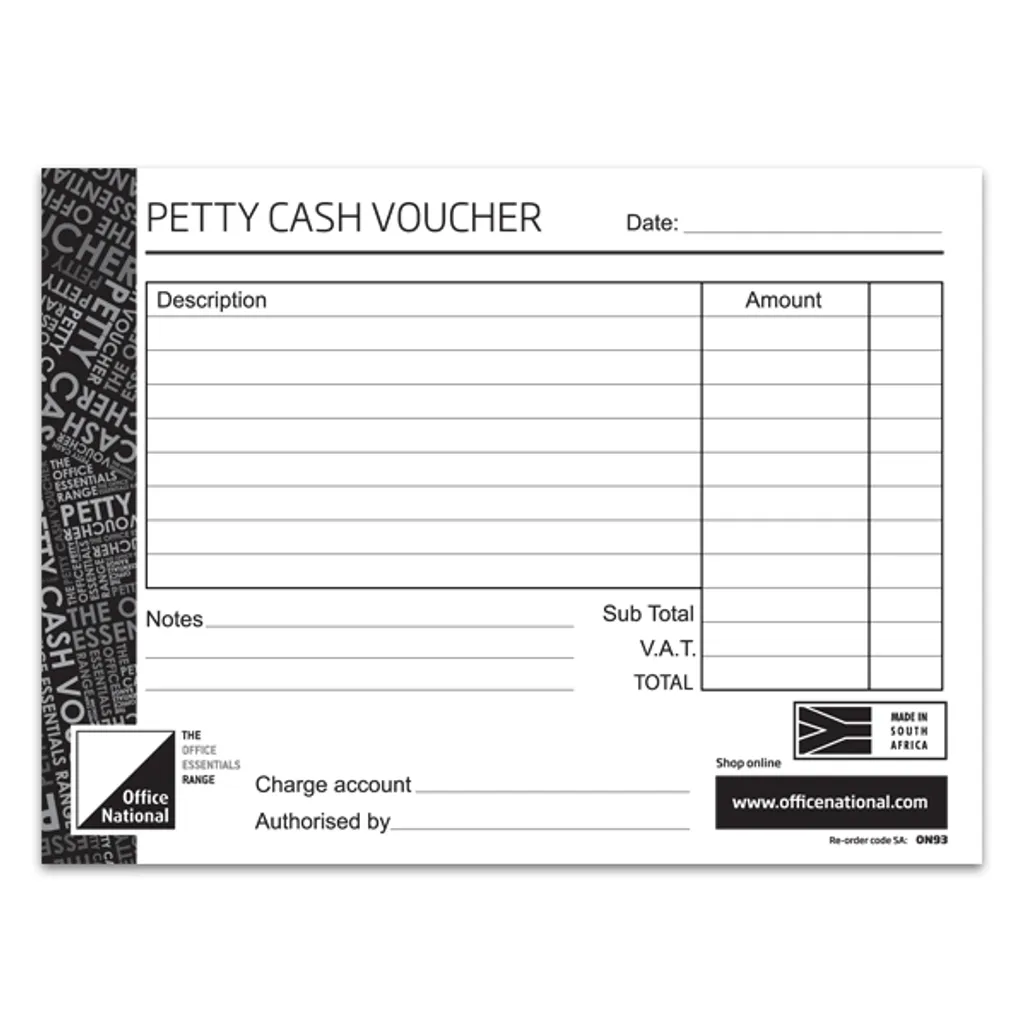 petty cash voucher - petty cash - 5 pack