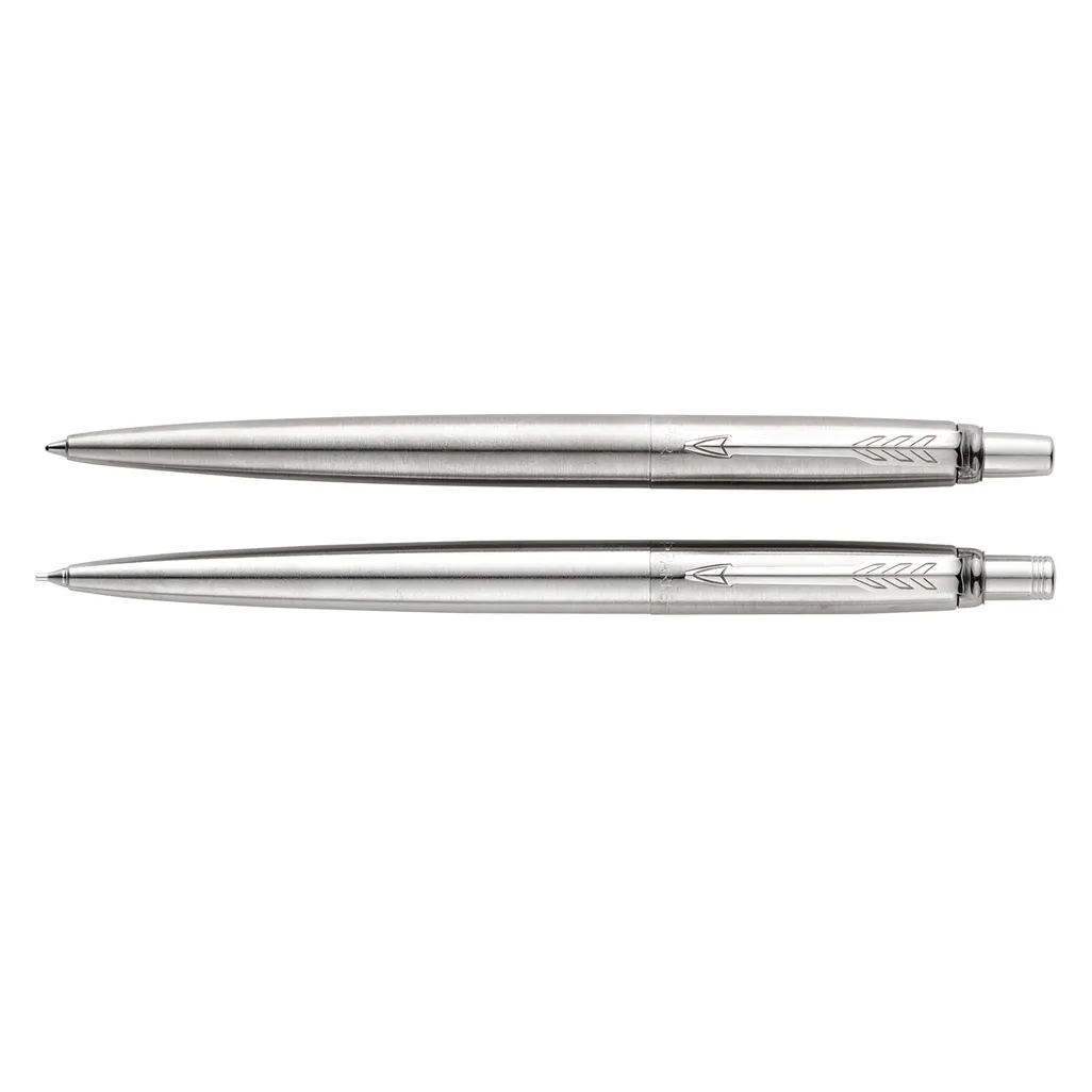 pen & pencil set - ballpoint pen & mechanical pencil stainless steel set - black