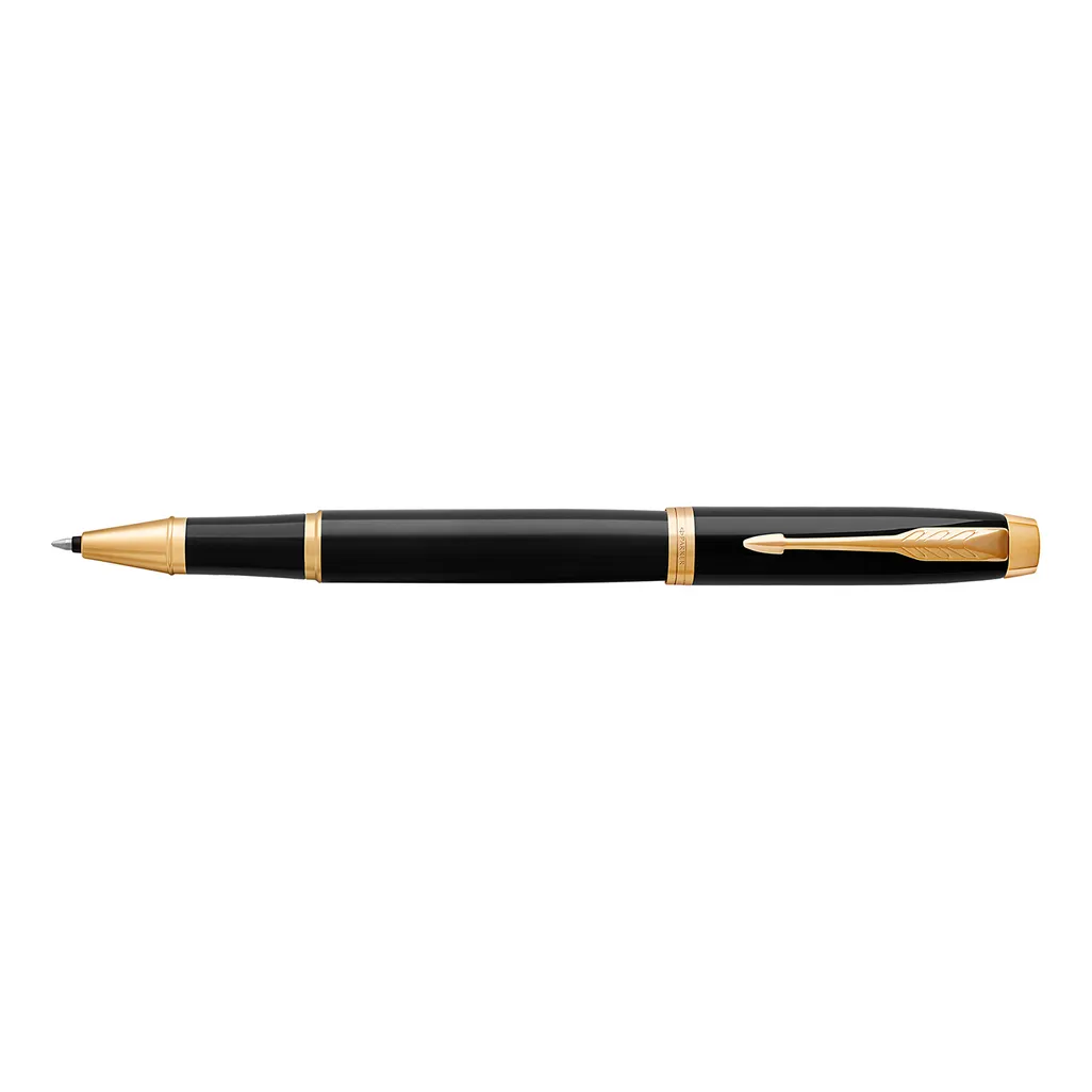 im rollerball pen - 0.5mm black lacque with gold trim - black