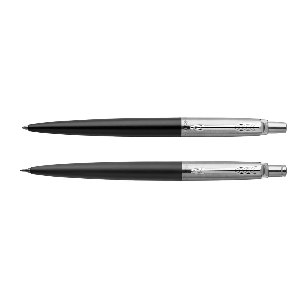 pen & pencil set - ballpoint pen & mechanical pencil black barrel set - black