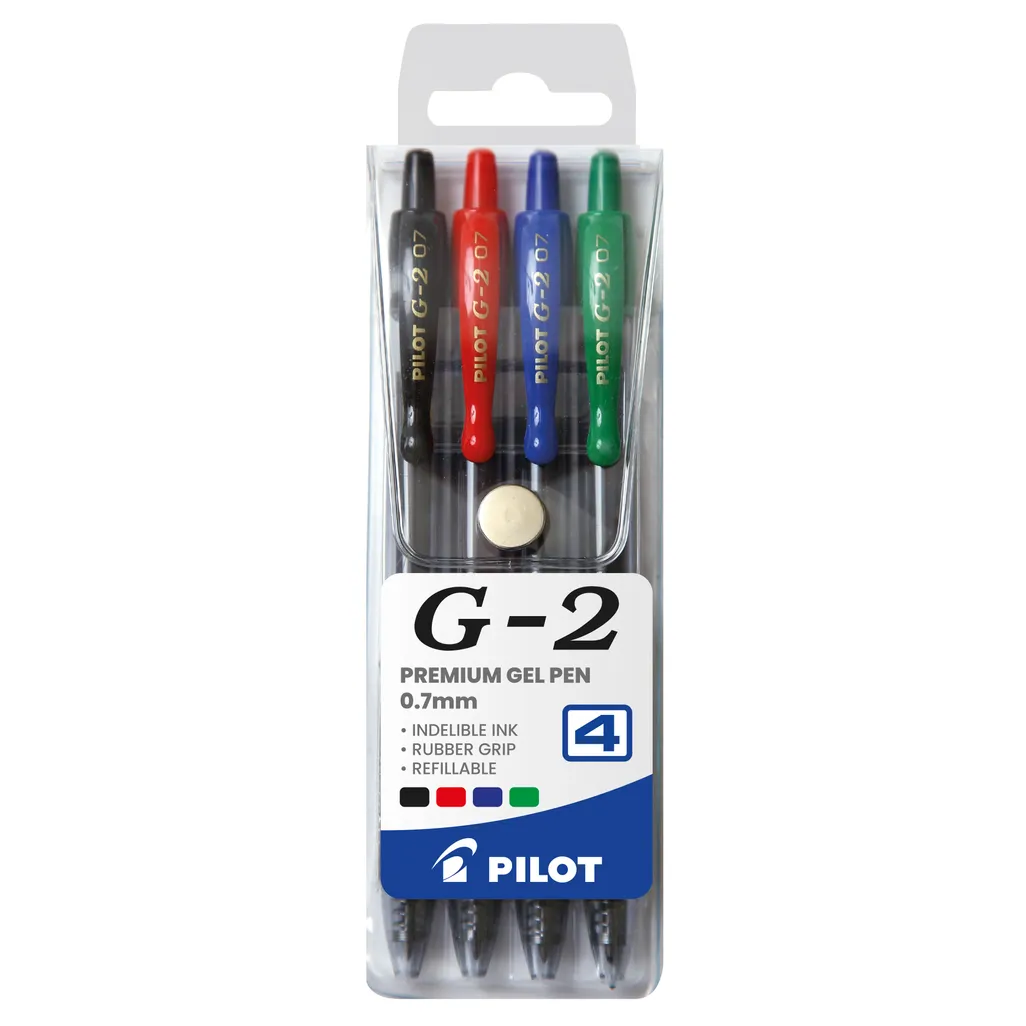 bl-g2 7 retractable gel rollerball pen - 0.7mm - assorted - 4 pack