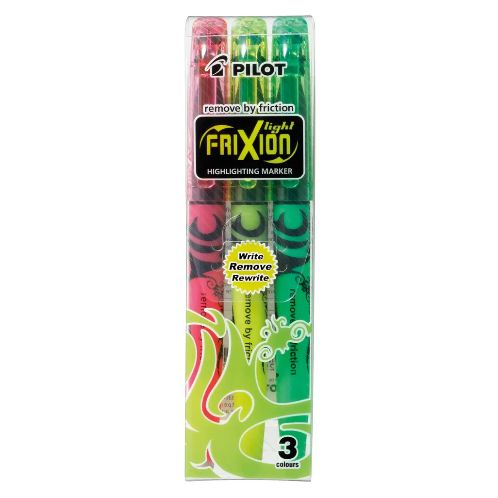 frixion light highlighters - 4mm - assorted - 3 pack