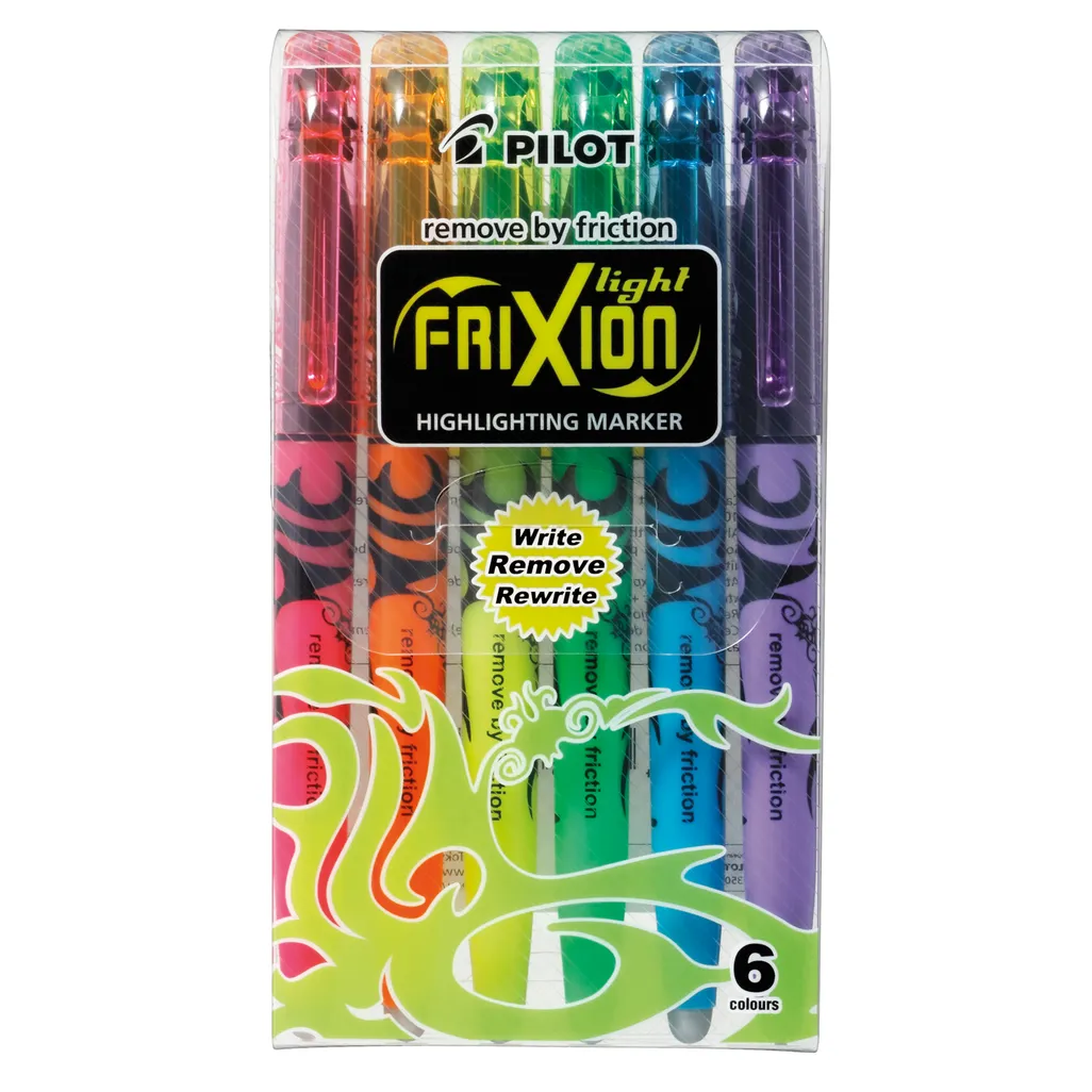frixion light highlighters - 4mm - assorted - 6 pack