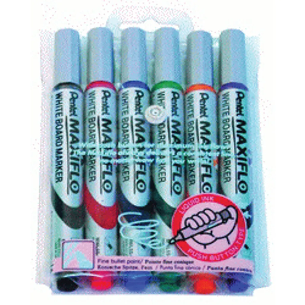 maxiflo "pump-it!" whiteboard marker - 4.0mm - assorted - 6 pack