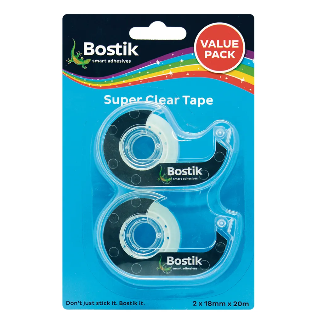 super clear tape - 18mm x 20m - 2 pack