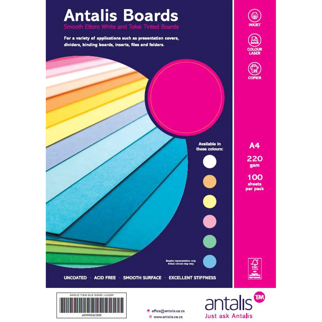 pastel board - 240gsm a4 - blue - 100 pack